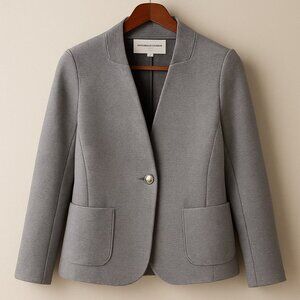Gerard Darel Paris Grey Wool Blazer Jacket Single Button Closer Sz 44 Eu 12 US C